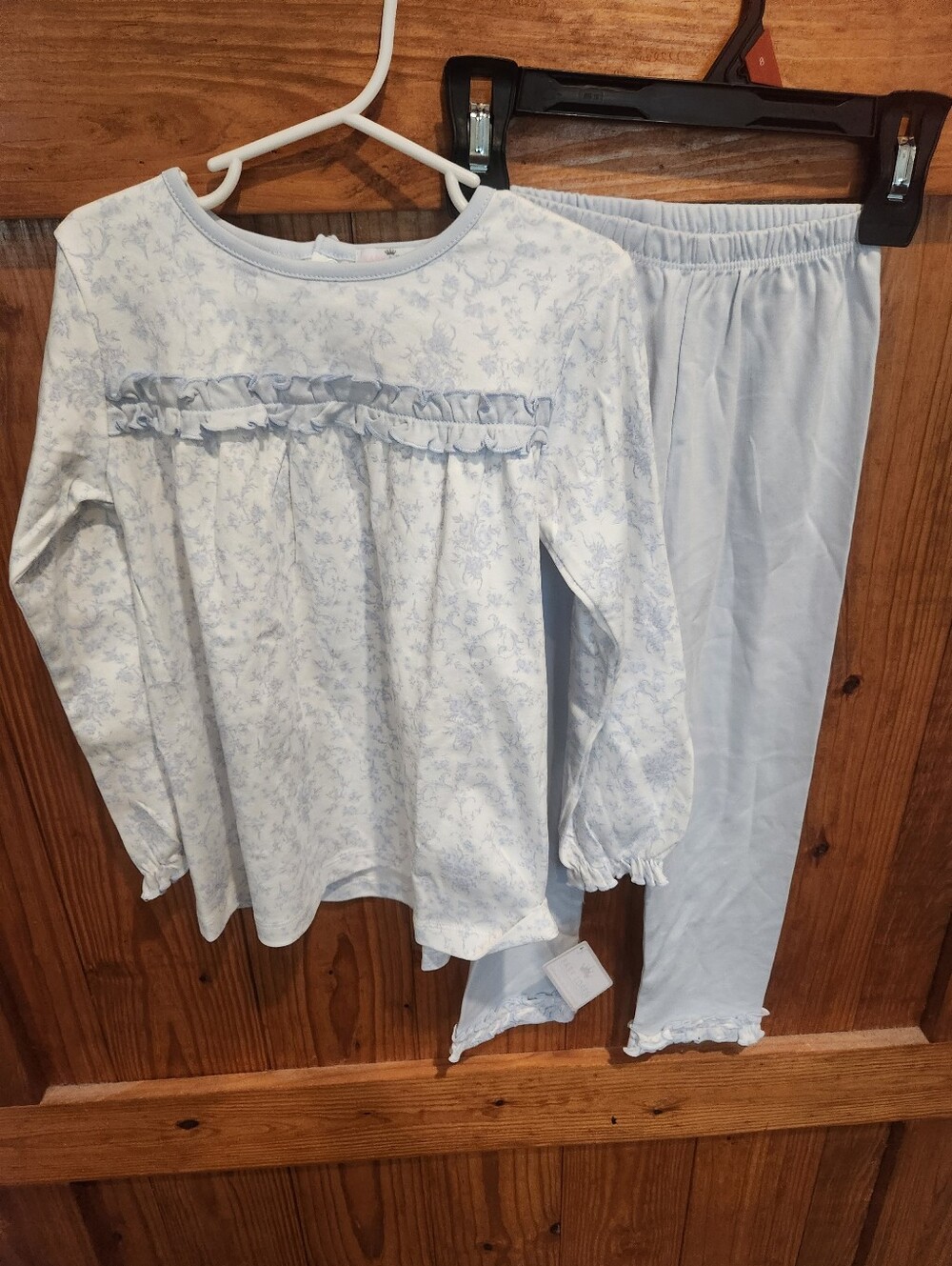 Girls' Light Blue Floral Ruffle Set